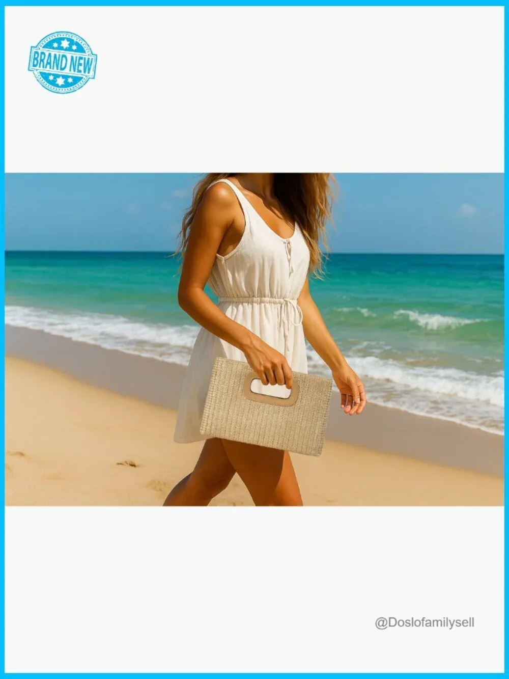 Raffia Woven Clutch Purse Straw Handbag Summer Evening Shoulder Crossbody Bag